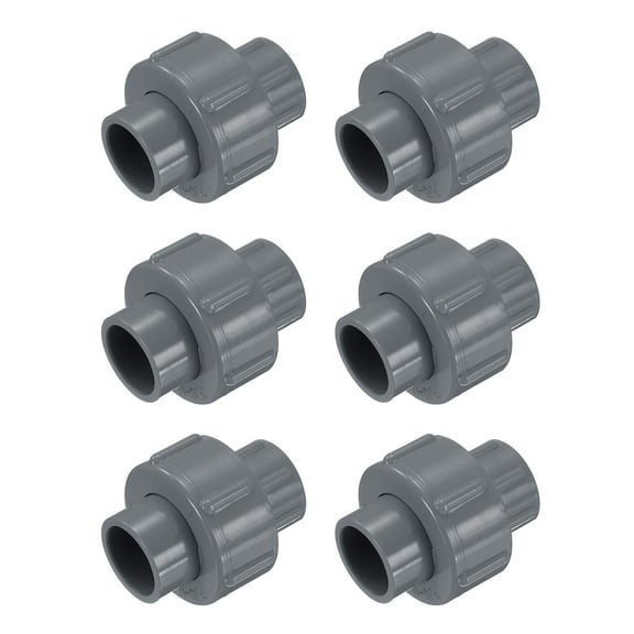 Uxcell 6Pcs 1/2" Union Coupling Pipe Fitting (Socket x Socket) Slip Union Coupling Adapter Schedule 40, EPDM O-Ring, Grey