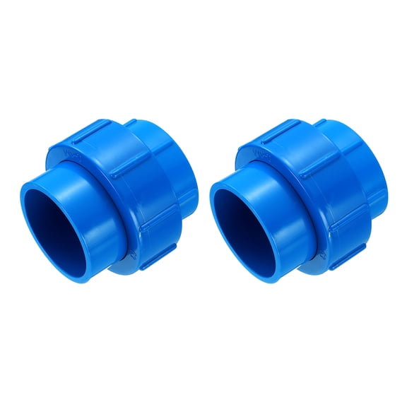 Uxcell 2Pcs 2" Union Coupling Pipe Fitting (Socket x Socket) Slip Union Coupling Adapter Schedule 40, EPDM O-Ring, Blue