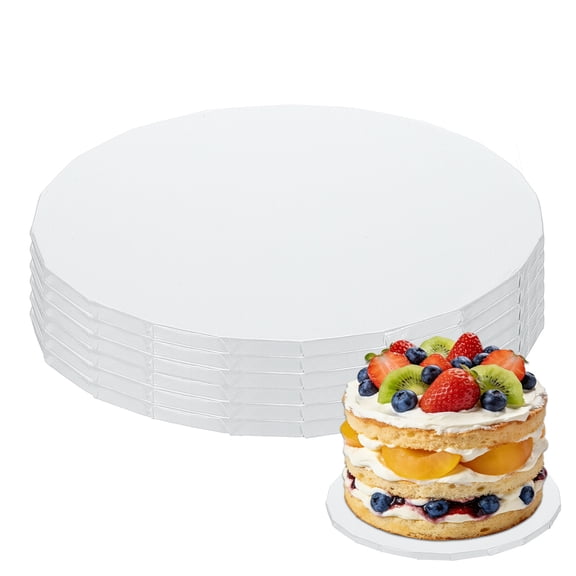Uxcell 6 Pcs 6 Inch Cake Boards, 1/4" Thick Round Cake Drum Circle Cardboard Base for Wedding Birthdays Party Pizza Desserts Display, White