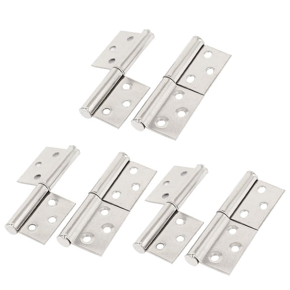 Uxcell 6 Pcs 61mm Long 360 Degree Rotating Cupboard Door Flag Hinges Silver Tone