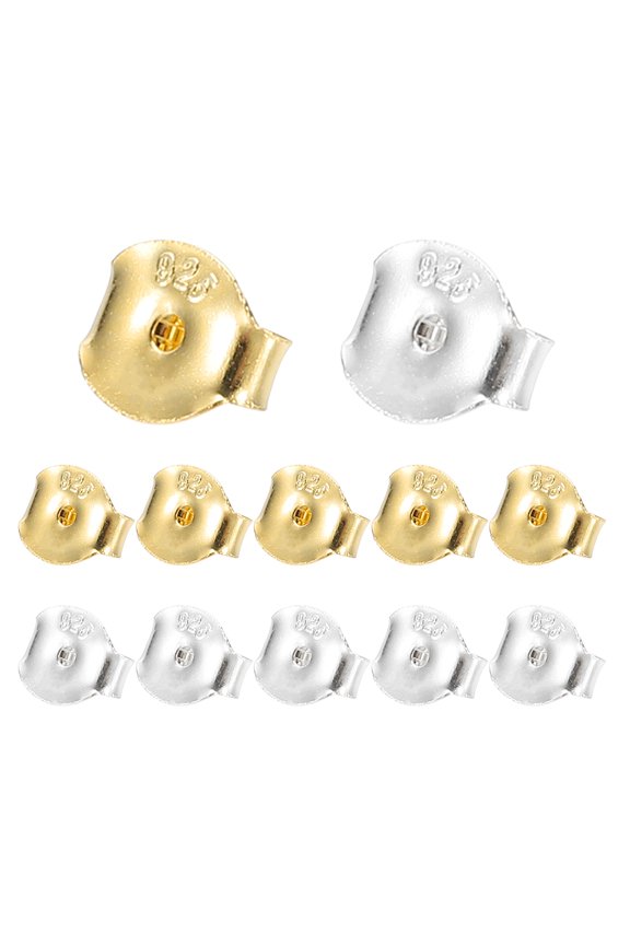 6 Pcs 925 Silver Sterling Earring Backs for Studs, Gold Tone/Silver Tone 0.2x0.19