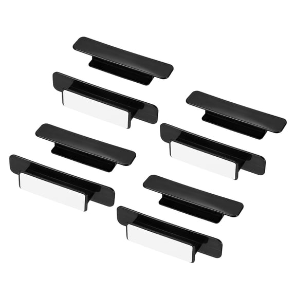Uxcell 6 Pcs Adhesive Cabinet Handles, 4.3" Self-Stick Drawer Handle, No Drill Plastic Cabinet Knobs Helper for Closet, Sliding Shower Door, Window, Wardrobe, Black
