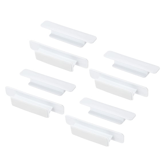 Uxcell 6 Pcs Adhesive Cabinet Handles, 4.3" Self-Stick Drawer Handle, No Drill Plastic Cabinet Knobs Helper for Closet, Sliding Shower Door, Window, Wardrobe, White