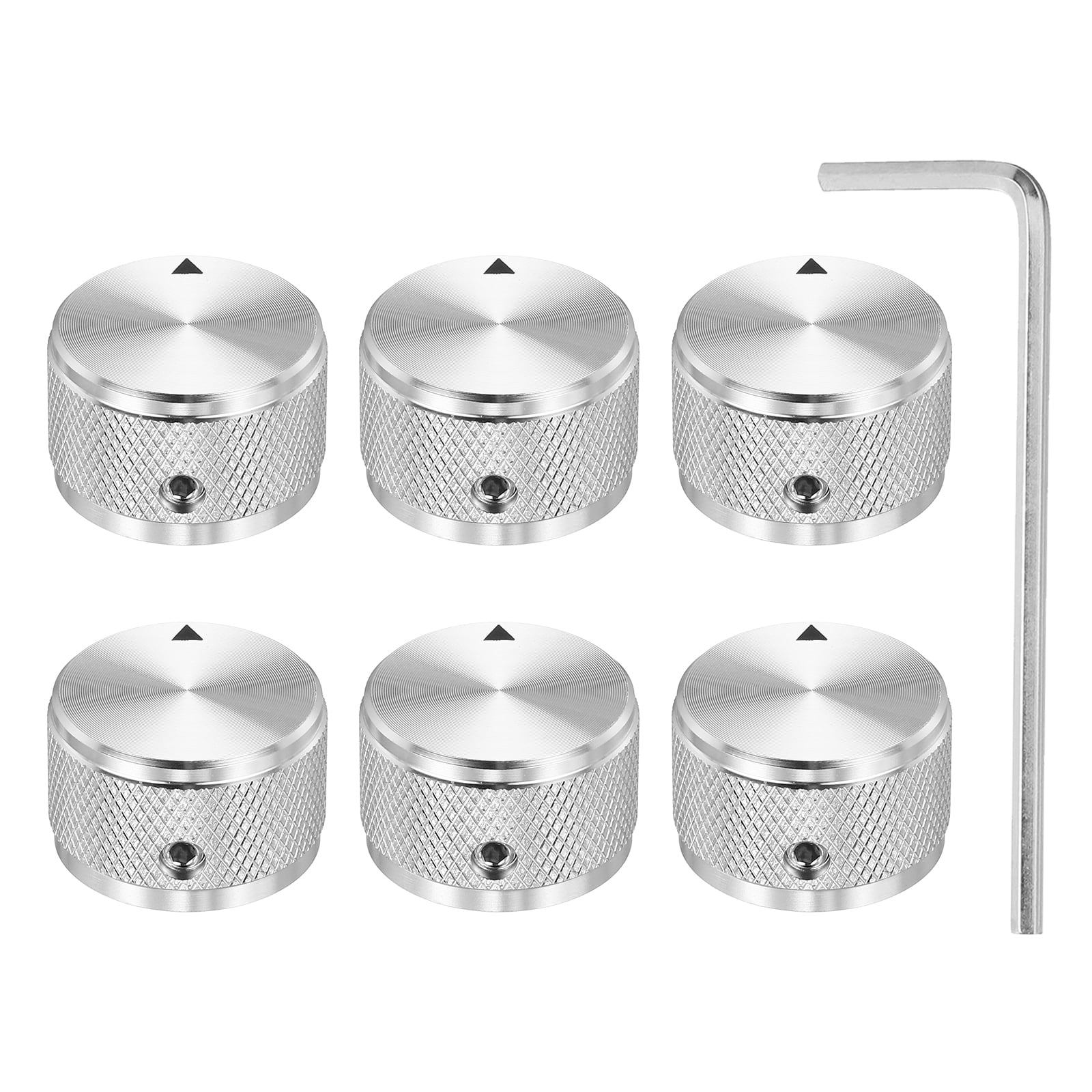 Uxcell 6 Pcs Aluminium Potentiometer Knobs, 1/4" (6mm) Universal Volume Tone Control Knobs for Guitar, Bass, Diamond 5/8" Silver