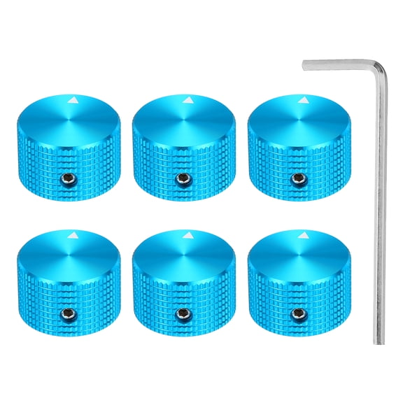 Uxcell 6 Pcs Aluminium Potentiometer Knobs, 1/4" (6mm) Universal Volume Tone Control Knobs for Guitar, Bass, Grid 5/8" Blue