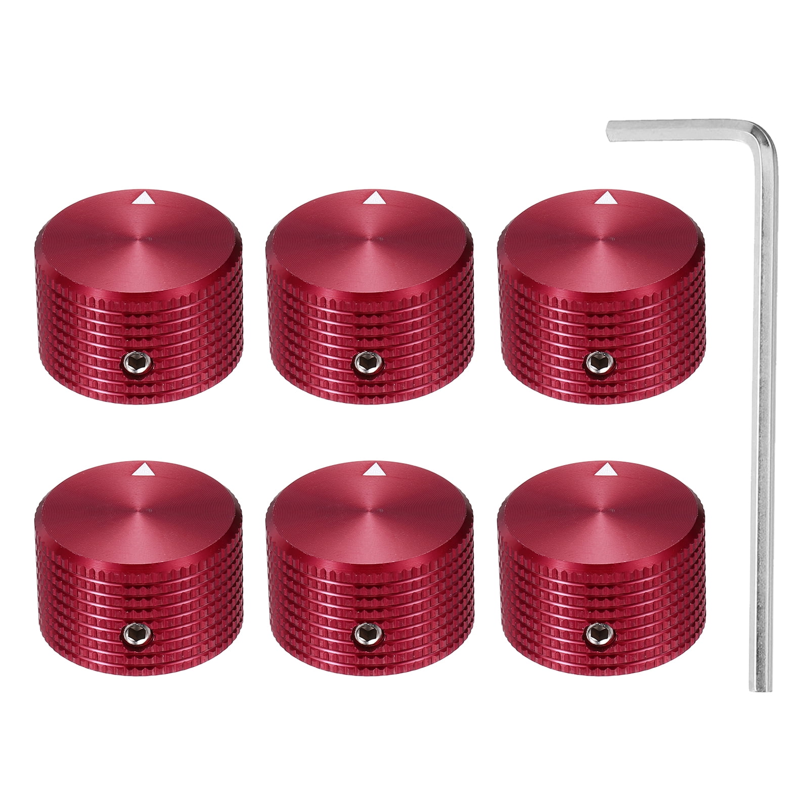 Uxcell 6 Pcs Aluminium Potentiometer Knobs, 1/4" (6mm) Universal Volume Tone Control Knobs for Guitar, Bass, Grid 5/8" Red