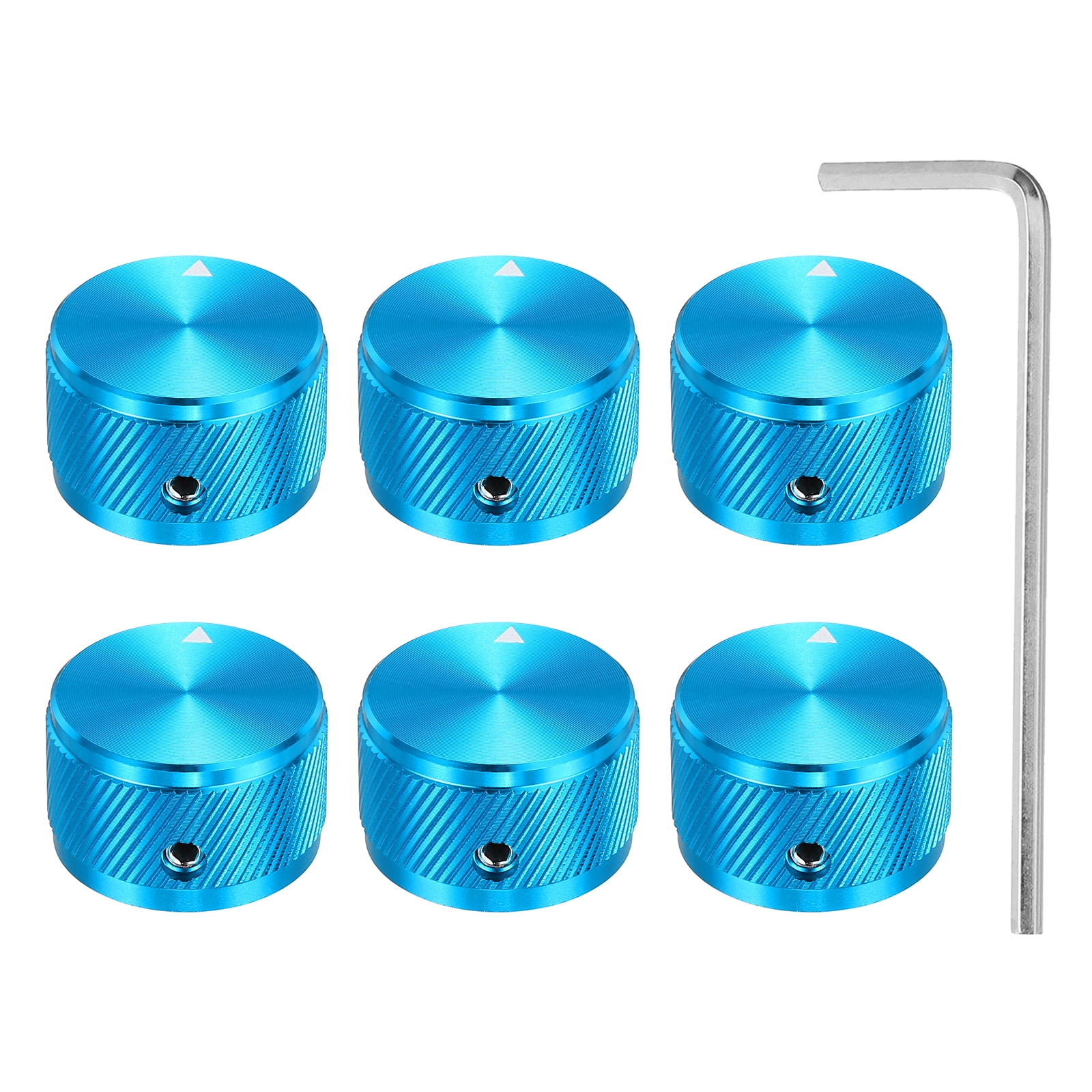 Uxcell 6 Pcs Aluminium Potentiometer Knobs, 1/4" (6mm) Universal Volume Tone Control Knobs for Guitar, Bass, Twill 5/8" Blue