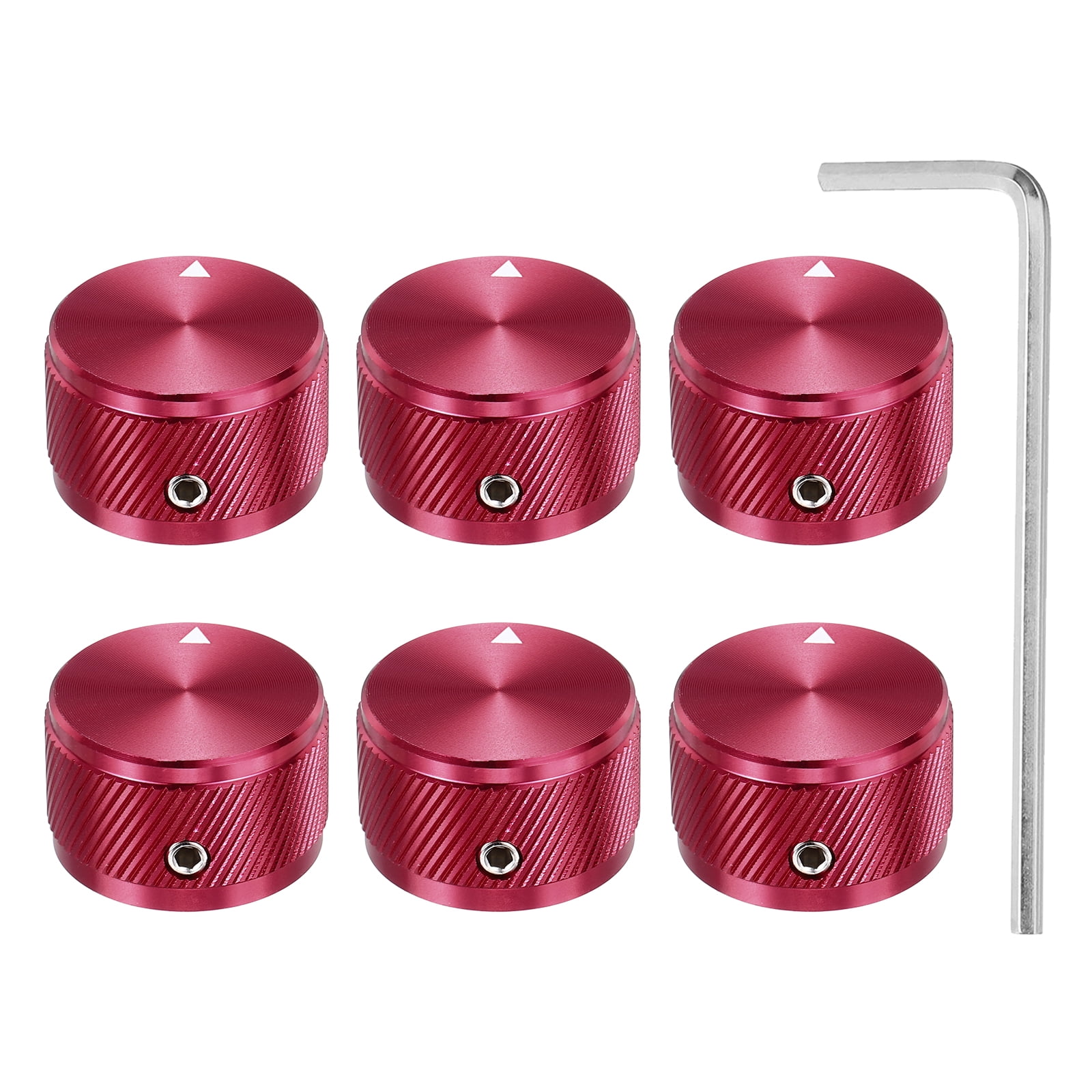 Uxcell 6 Pcs Aluminium Potentiometer Knobs, 1/4" (6mm) Universal Volume Tone Control Knobs for Guitar, Bass, Twill 5/8" Red