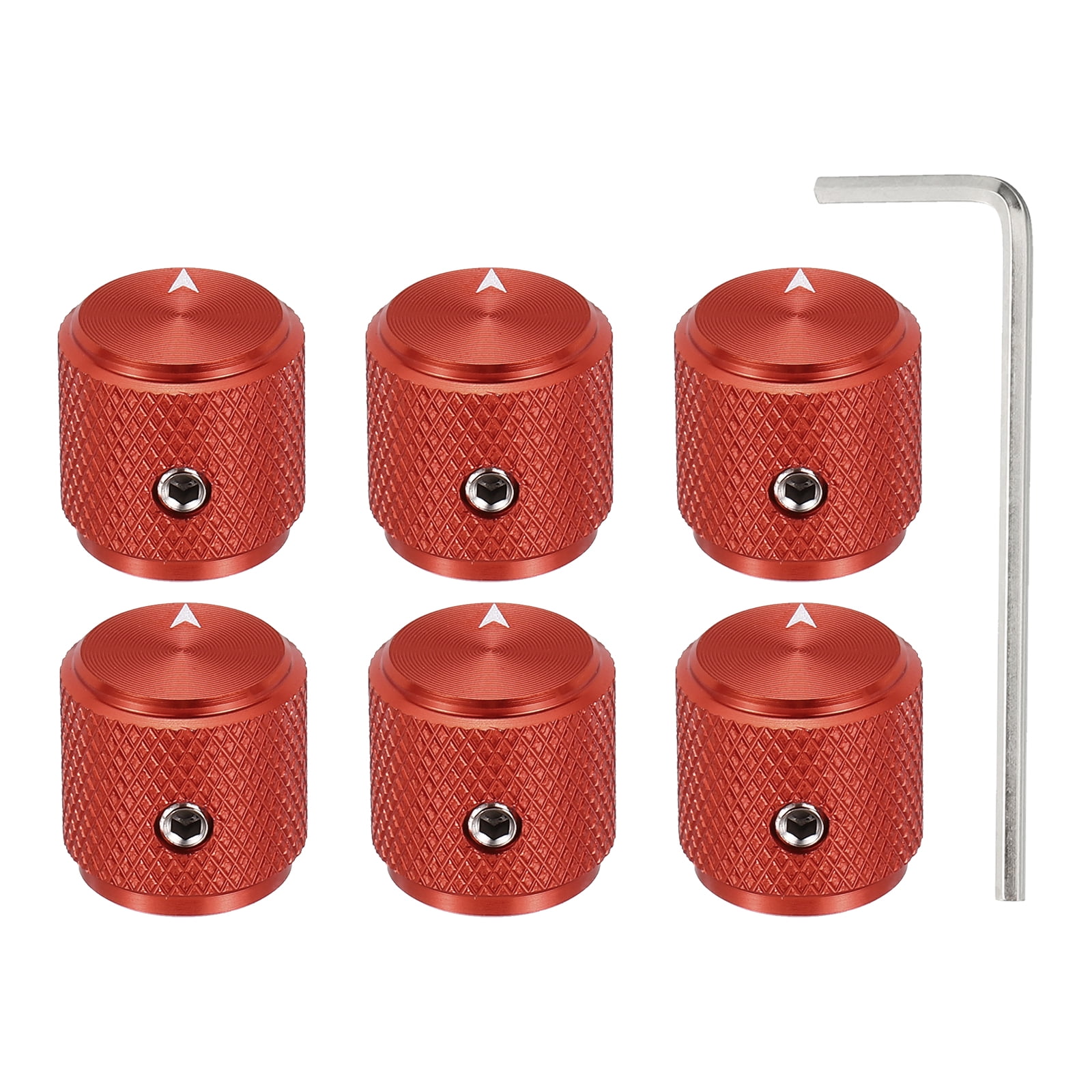 Uxcell 6 Pcs Aluminium Potentiometer Knobs, 1/4" (6mm) Universal Volume Tone Control Knobs with Arrow Indicator for Guitar, 1/2" Red