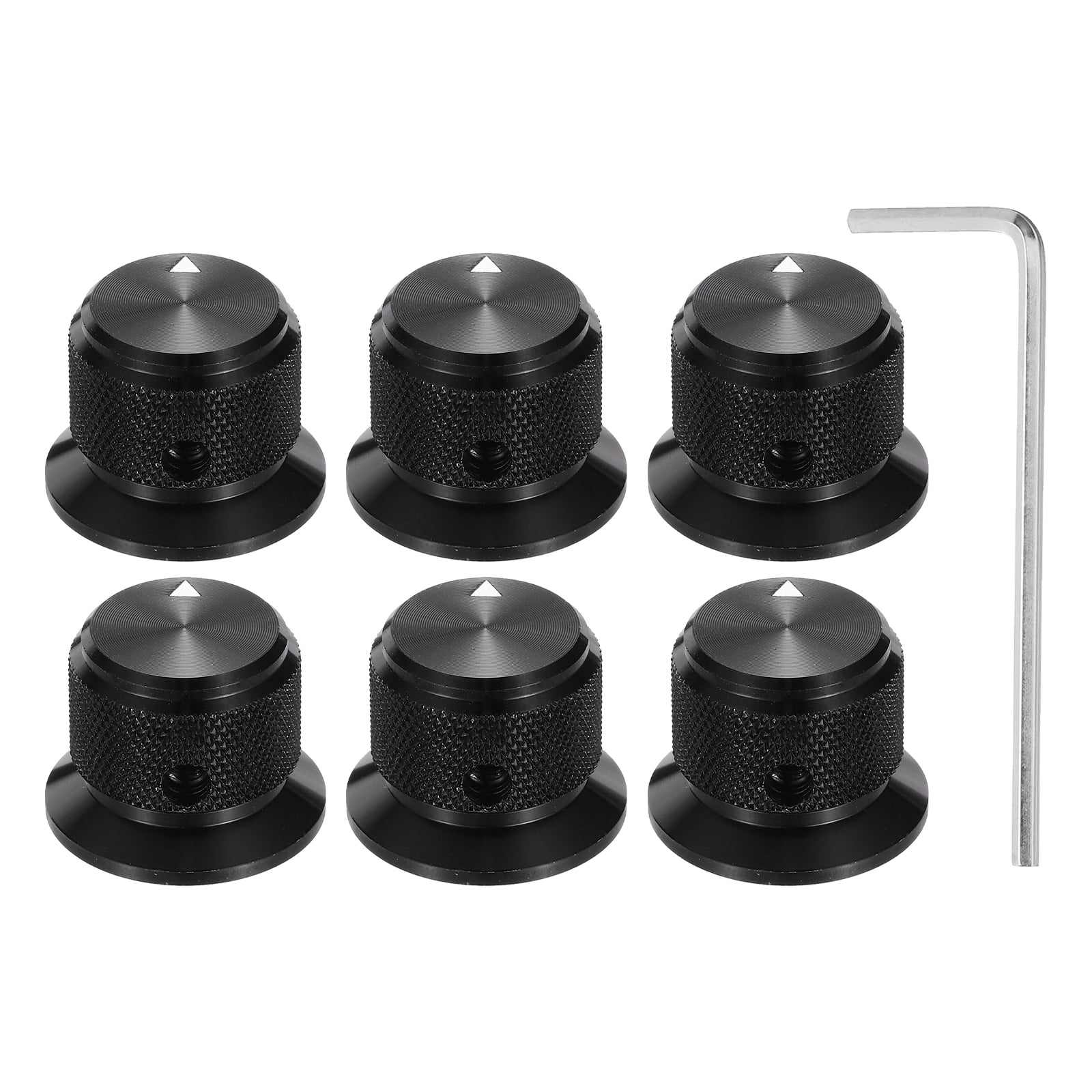 Uxcell 6 Pcs Aluminium Potentiometer Knobs, 1/4" (6mm) Universal Volume Tone Control Knobs with Arrow Indicator for Guitar, Bass, 3/4" Black