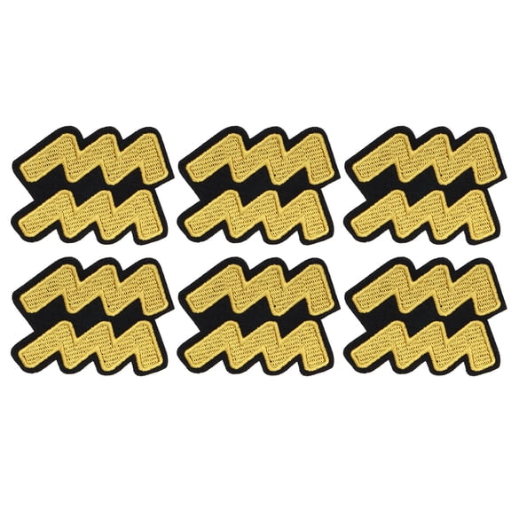 Uxcell 6 Pcs Aquarius Constellation Symbol Iron on Decorative Patch, 2.8"x2.5",Yellow