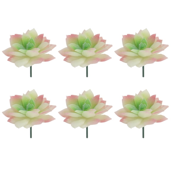 Uxcell 6 Pcs Artificial Succulent Plants, Small Realistic Fake Plants Colorful Faux Artificial Flocking Lotus Flowers for Home Office Garden Flower Hotel Decoration, Pink-Green