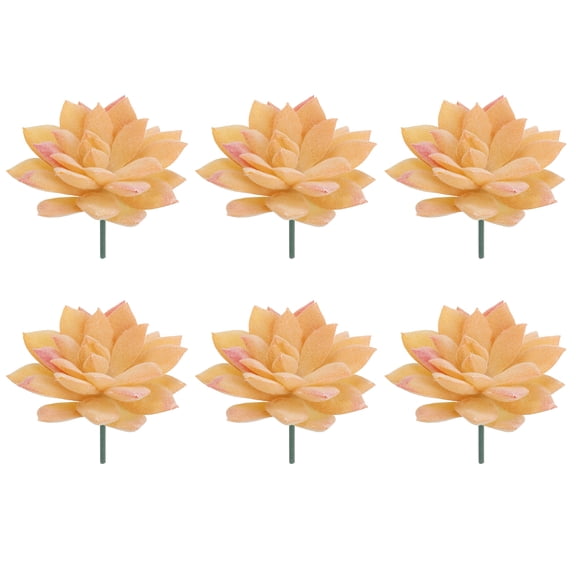 Uxcell 6 Pcs Artificial Succulent Plants, Small Realistic Fake Plants Colorful Faux Artificial Flocking Lotus Flowers for Home Office Garden Flower Hotel Decoration, Orange