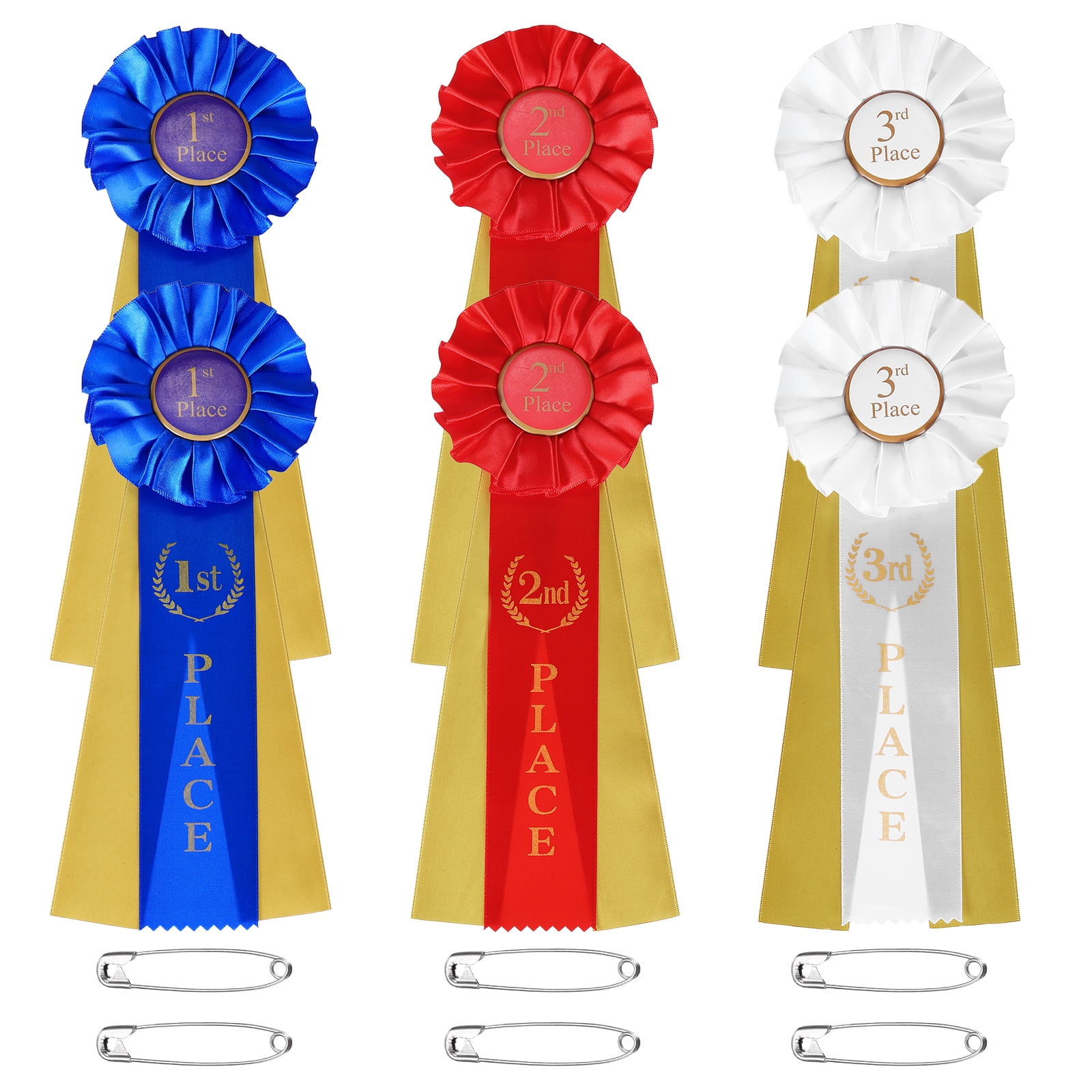 Uxcell 6 Pcs Award Ribbons, 1st 2nd 3rd Place Winner Prize Ribbon for ...