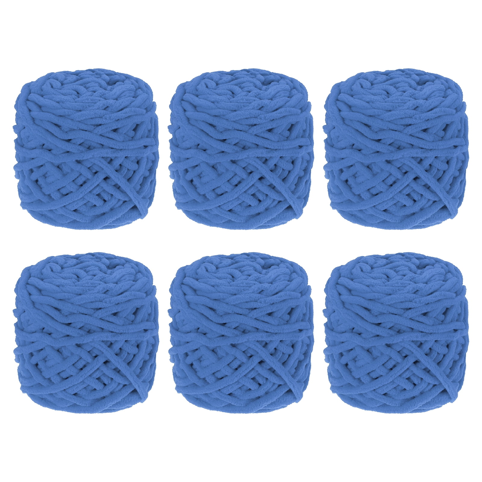 Uxcell 6 Pcs Blanket Yarn, 49 Yards Fluffy Velvet Plush Bulky Thick Chenille Chunky Yarn for Soft Velvet Blanket Shawl Scarf Crochet Hand Knitted Crafts, Blue
