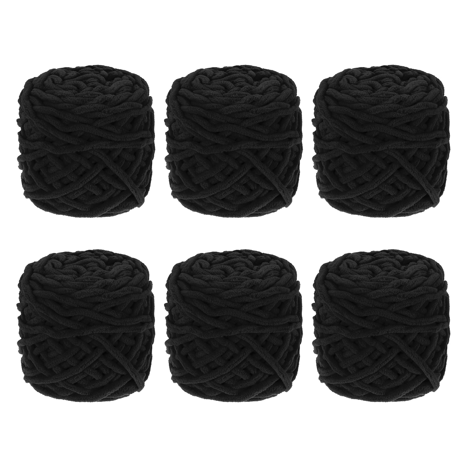 Uxcell 6 Pcs Blanket Yarn, 49 Yards Fluffy Velvet Plush Bulky Thick Chenille Chunky Yarn for Soft Velvet Blanket Shawl Scarf Crochet Hand Knitted Crafts, Black