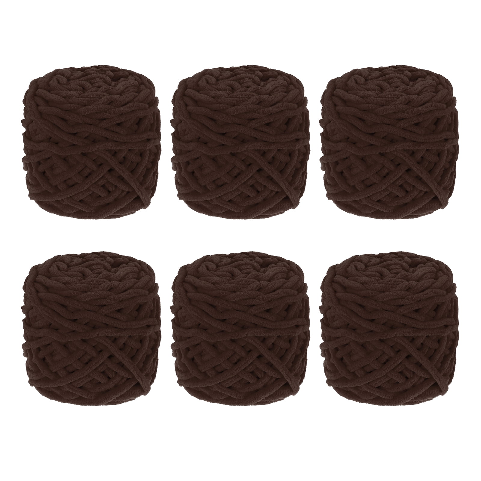 Uxcell 6 Pcs Blanket Yarn, 49 Yards Fluffy Velvet Plush Bulky Thick Chenille Chunky Yarn for Soft Velvet Blanket Shawl Scarf Crochet Hand Knitted Crafts, Brown