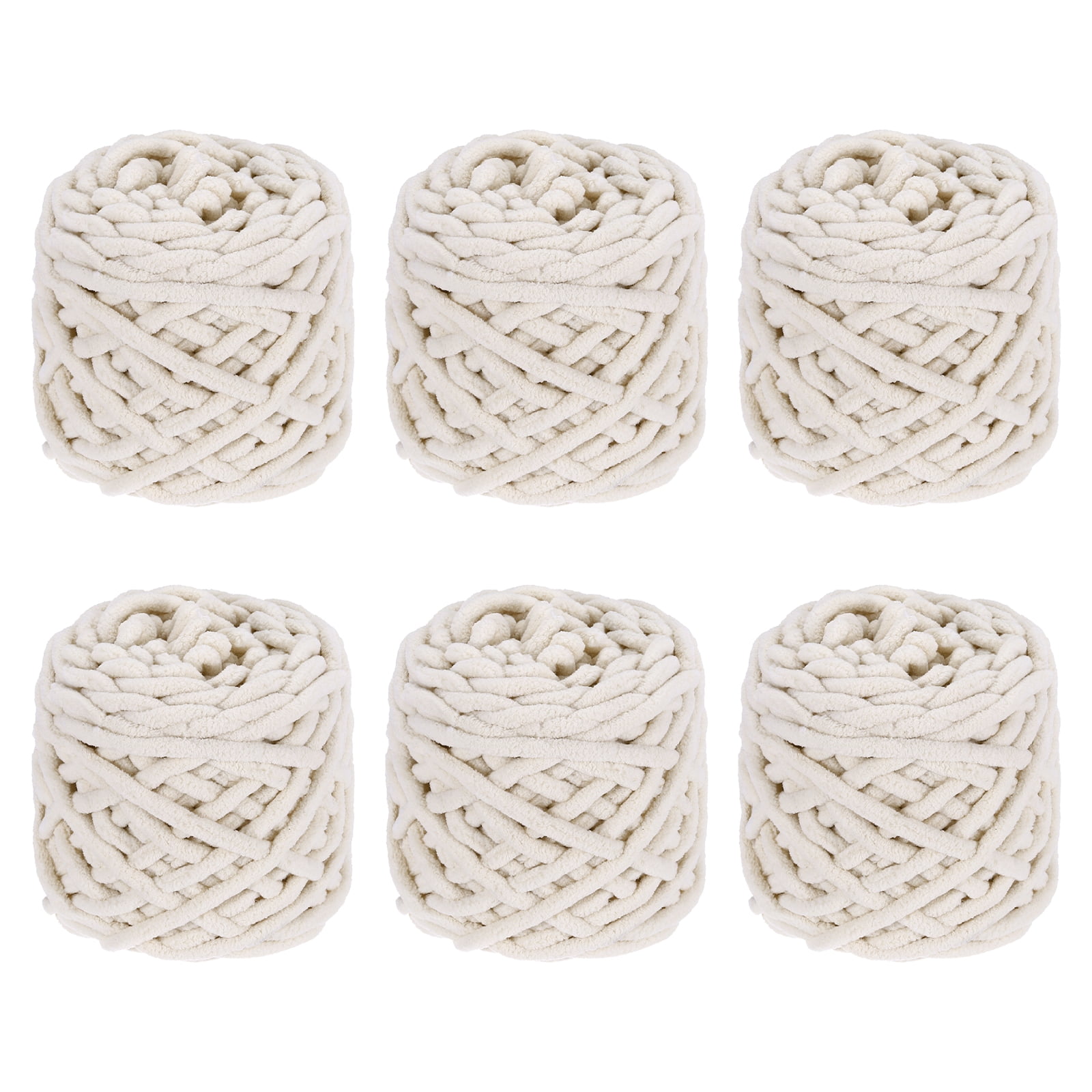 Uxcell 6 Pcs Blanket Yarn, 49 Yards Fluffy Velvet Plush Bulky Thick Chenille Chunky Yarn for Soft Velvet Blanket Shawl Scarf Crochet Hand Knitted Crafts, Beige