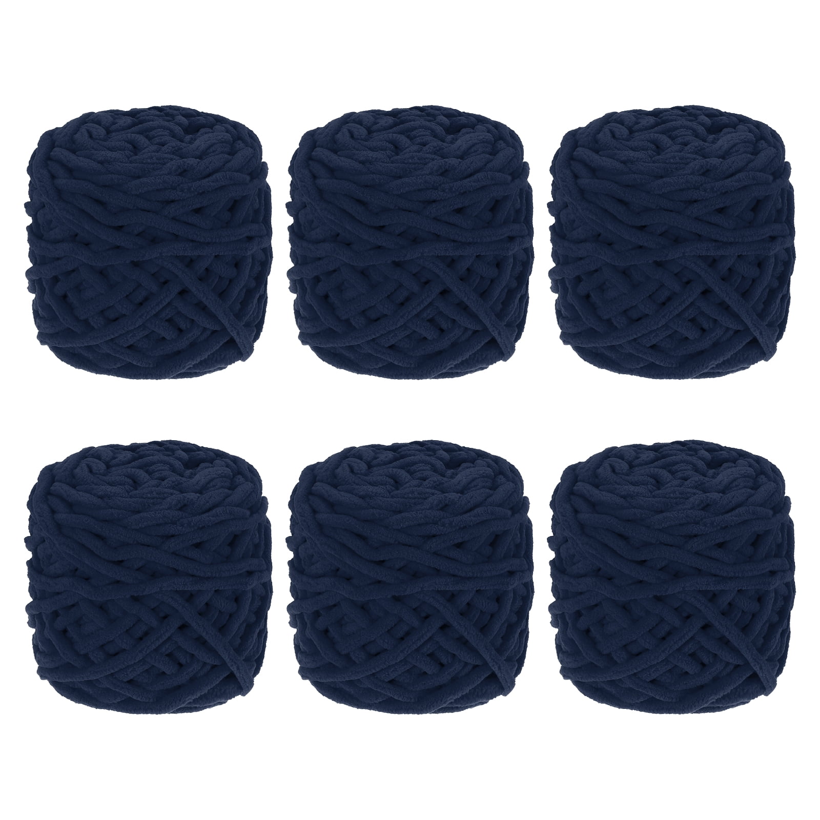 Uxcell 6 Pcs Blanket Yarn, 49 Yards Fluffy Velvet Plush Bulky Thick Chenille Chunky Yarn for Soft Velvet Blanket Shawl Scarf Crochet Hand Knitted Crafts, Dark Blue