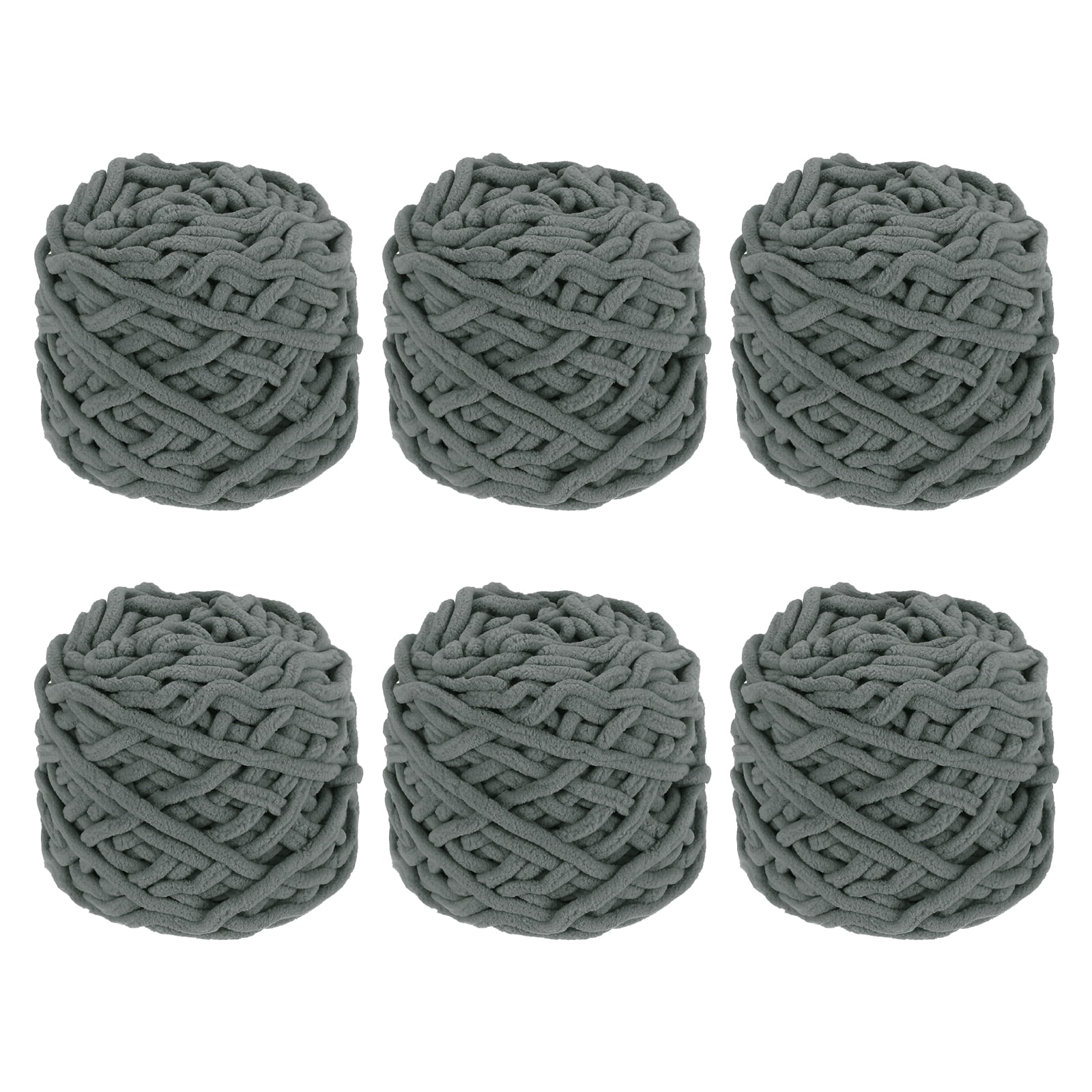 Uxcell 6 Pcs Blanket Yarn, 49 Yards Fluffy Velvet Plush Bulky Thick Chenille Chunky Yarn for Soft Velvet Blanket Shawl Scarf Crochet Hand Knitted Crafts, Dark Grey