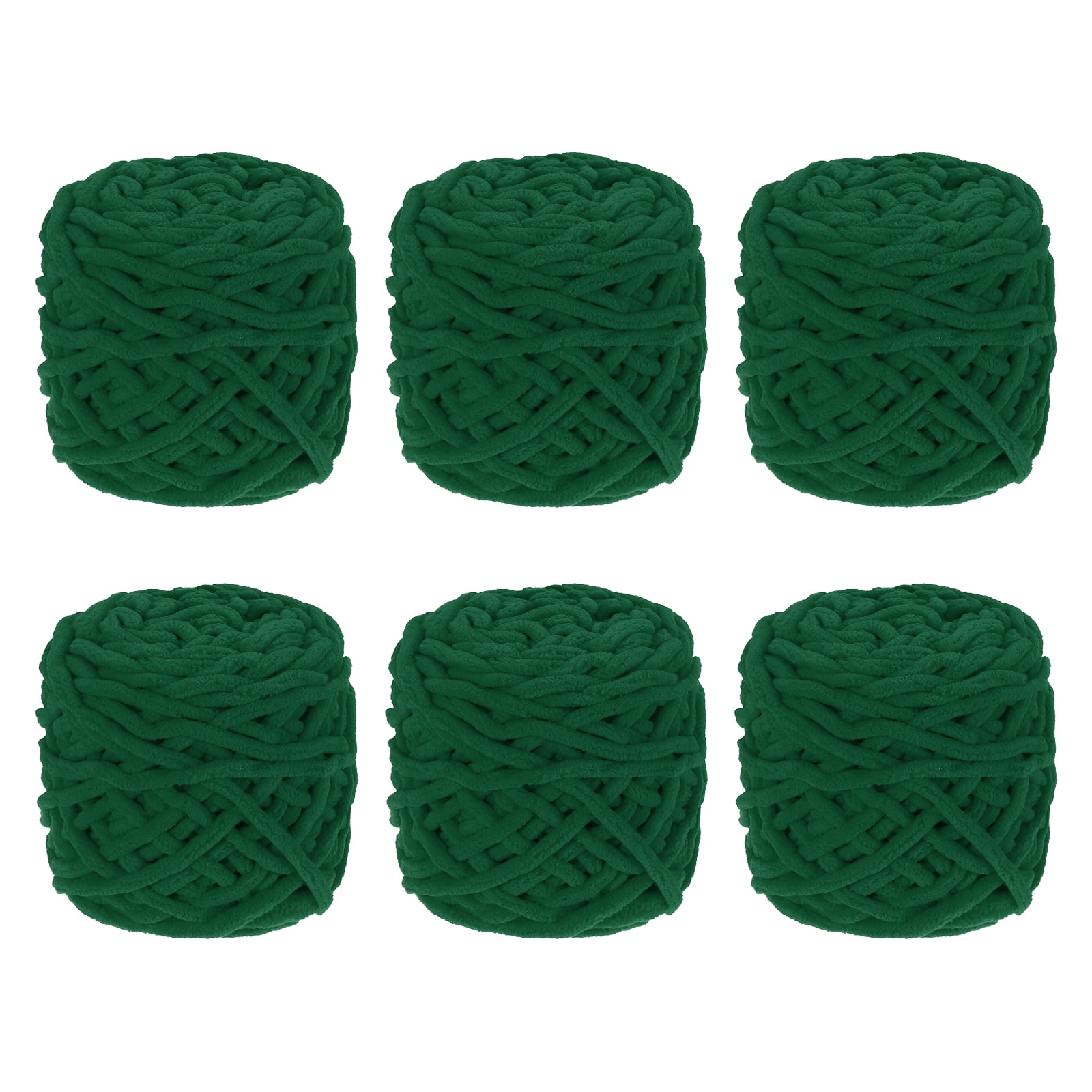 Uxcell 6 Pcs Blanket Yarn, 49 Yards Fluffy Velvet Plush Bulky Thick Chenille Chunky Yarn for Soft Velvet Blanket Shawl Scarf Crochet Hand Knitted Crafts, Dark Green