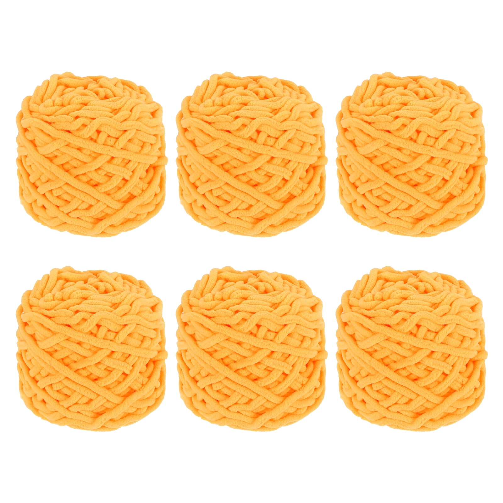 Uxcell 6 Pcs Blanket Yarn, 49 Yards Fluffy Velvet Plush Bulky Thick Chenille Chunky Yarn for Soft Velvet Blanket Shawl Scarf Crochet Hand Knitted Crafts, Golden Yellow