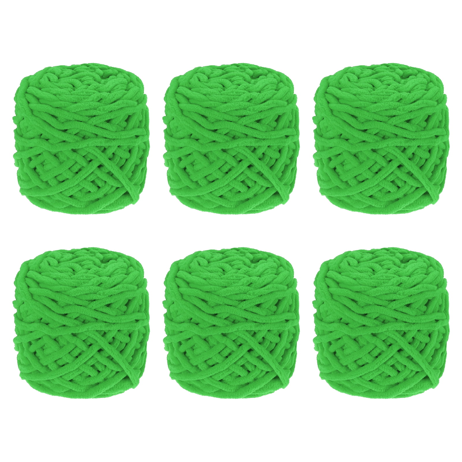 Uxcell 6 Pcs Blanket Yarn, 49 Yards Fluffy Velvet Plush Bulky Thick Chenille Chunky Yarn for Soft Velvet Blanket Shawl Scarf Crochet Hand Knitted Crafts, Green