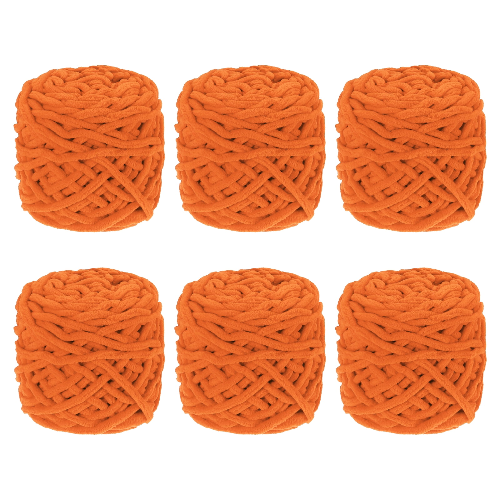 Uxcell 6 Pcs Blanket Yarn, 49 Yards Fluffy Velvet Plush Bulky Thick Chenille Chunky Yarn for Soft Velvet Blanket Shawl Scarf Crochet Hand Knitted Crafts, Orange