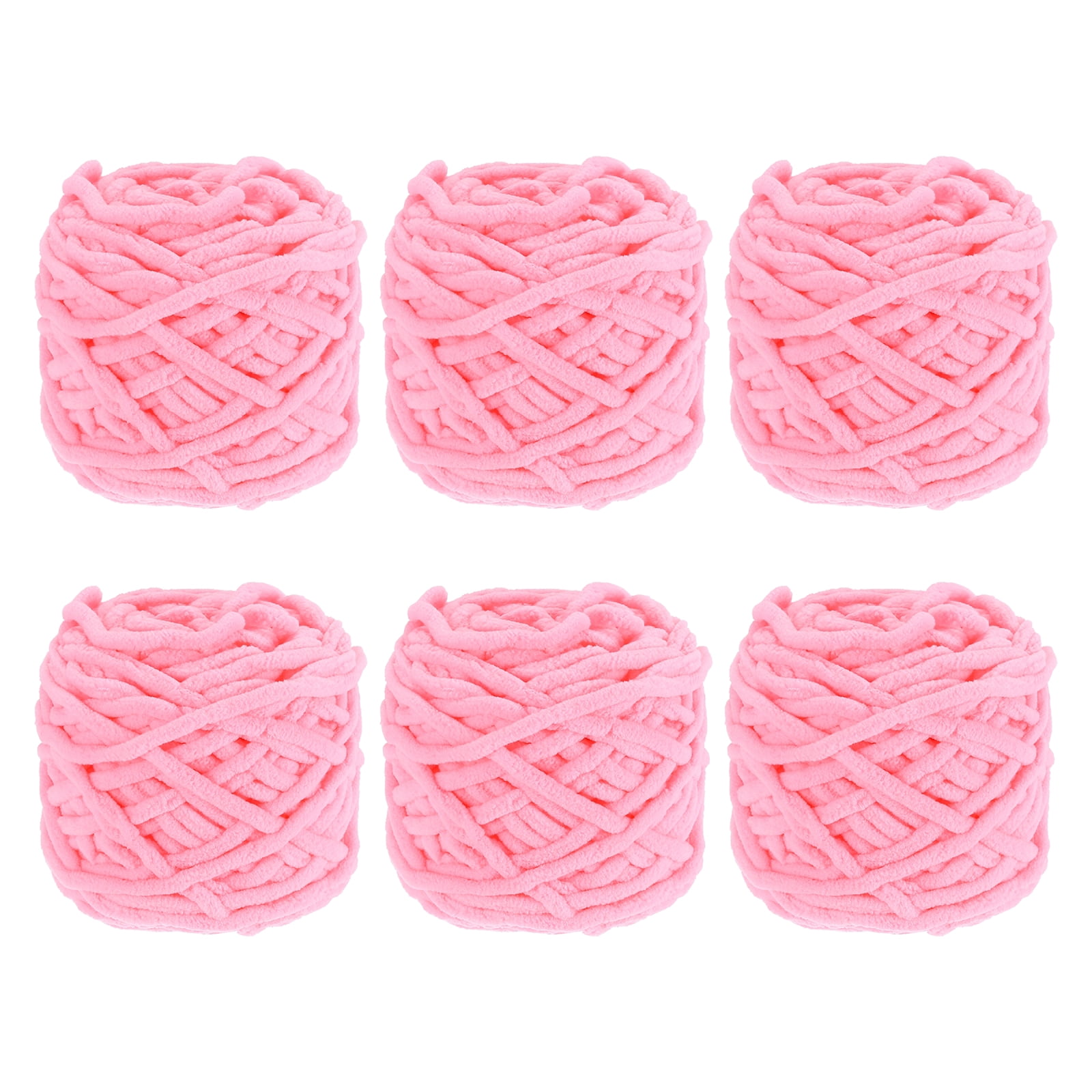 Uxcell 6 Pcs Blanket Yarn, 49 Yards Fluffy Velvet Plush Bulky Thick Chenille Chunky Yarn for Soft Velvet Blanket Shawl Scarf Crochet Hand Knitted Crafts, Pink