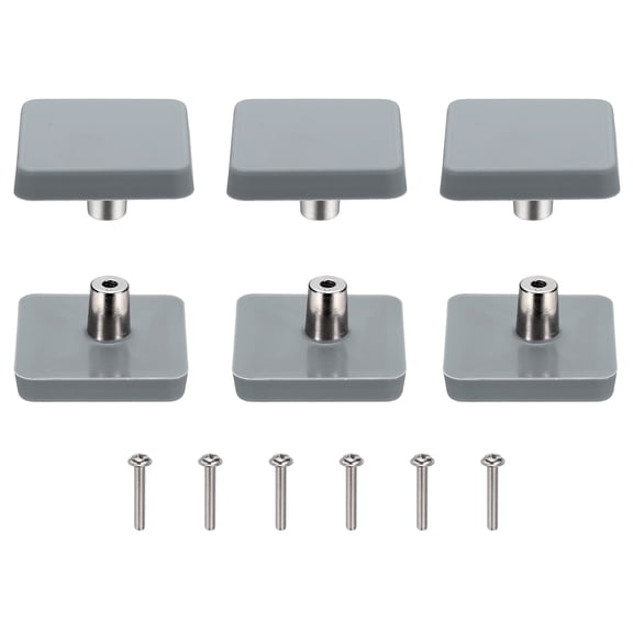 Uxcell 6 Pcs Cabinet Knobs, Square Soft Rubber Cabinet Handle Silicon Cute Drawer Pulls with Screws Cartoon Dresser Knob for Decoration Bedroom Wardrobe Dresser Drawer Nursery, Gray