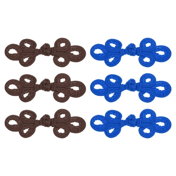 Uxcell 6 Pcs Chinese Knots Frog Buttons Closure for Sewing Coats and Cloaks, Dark Coffee/Navy Blue