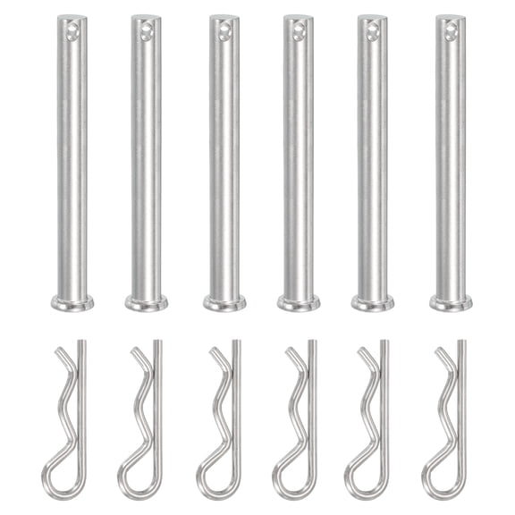 Uxcell 6 Pcs Clevis Pin with R Shaped Spring Cotter M10x100mm Single Hole Clevis Pin with R - Clip Fits for Automotive
