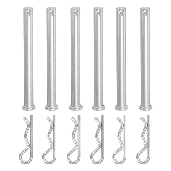 Uxcell 6 Pcs Clevis Pin with R Shaped Spring Cotter M10x110mm Single Hole Clevis Pin with R - Clip Fits for Automotive
