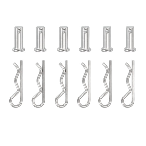Uxcell 6 Pcs Clevis Pin with R Shaped Spring Cotter M10x25mm Single Hole Clevis Pin with R - Clip Fits for Automotive