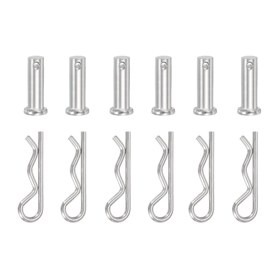 Uxcell 6 Pcs Clevis Pin with R Shaped Spring Cotter M10x30mm Single Hole Clevis Pin with R - Clip Fits for Automotive