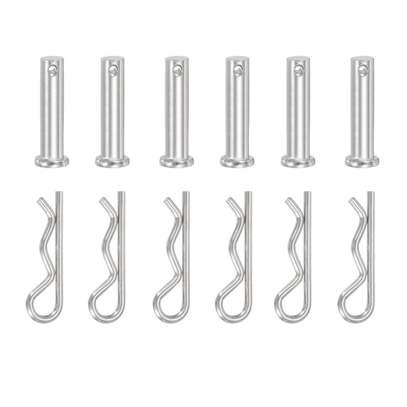 Uxcell 6 Pcs Clevis Pin with R Shaped Spring Cotter M10x40mm Single Hole Clevis Pin with R - Clip Fits for Automotive