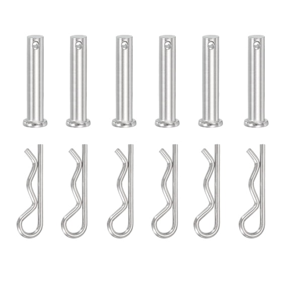 Uxcell 6 Pcs Clevis Pin with R Shaped Spring Cotter M10x50mm Single Hole Clevis Pin with R - Clip Fits for Automotive