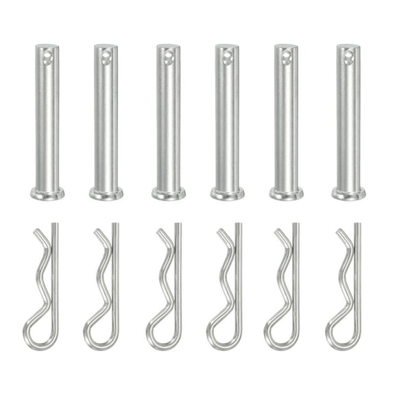 Uxcell 6 Pcs Clevis Pin with R Shaped Spring Cotter M10x60mm Single Hole Clevis Pin with R - Clip Fits for Automotive