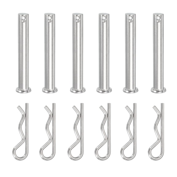 Uxcell 6 Pcs Clevis Pin with R Shaped Spring Cotter M10x70mm Single Hole Clevis Pin with R - Clip Fits for Automotive