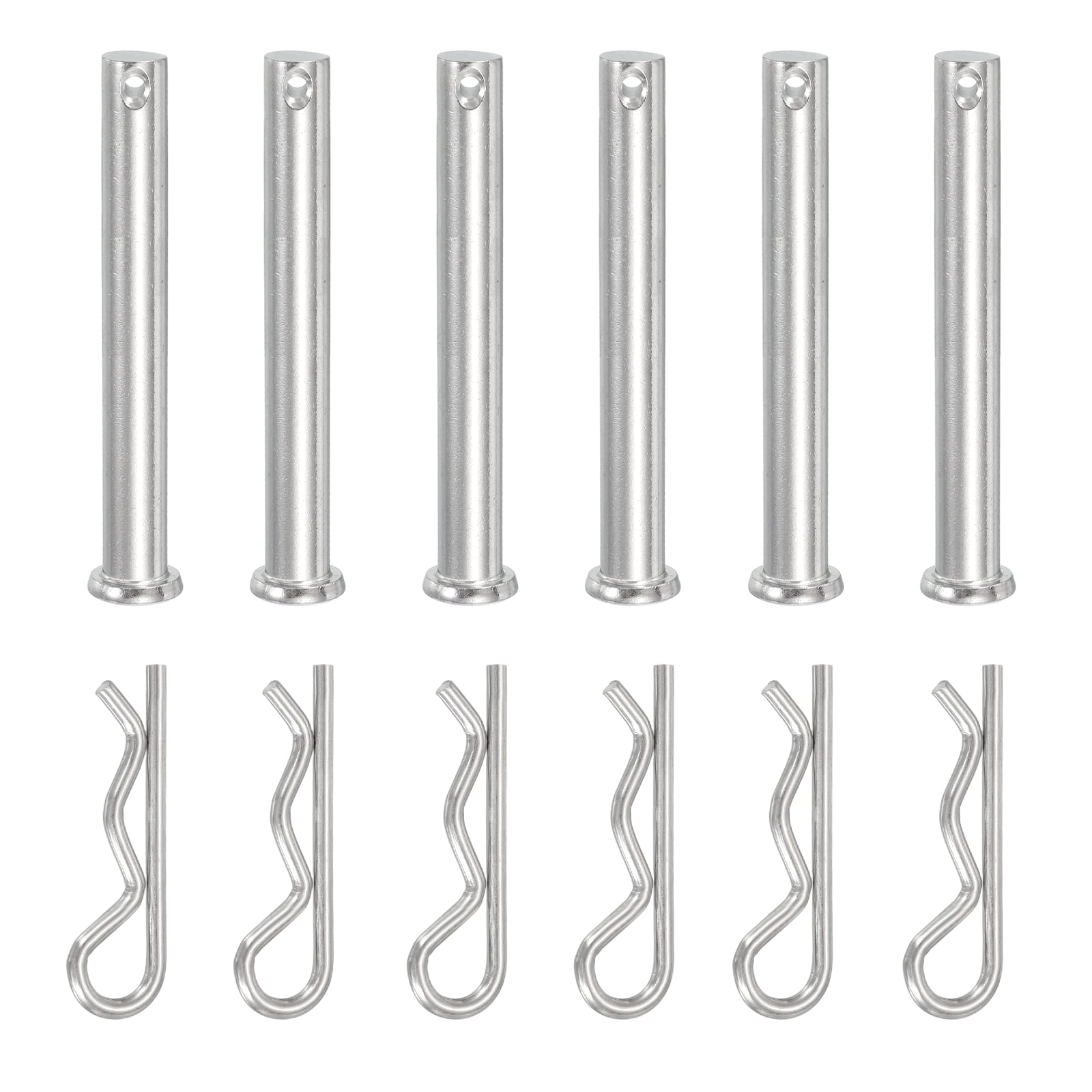 Uxcell 6 Pcs Clevis Pin with R Shaped Spring Cotter M10x80mm Single Hole Clevis Pin with R - Clip Fits for Automotive