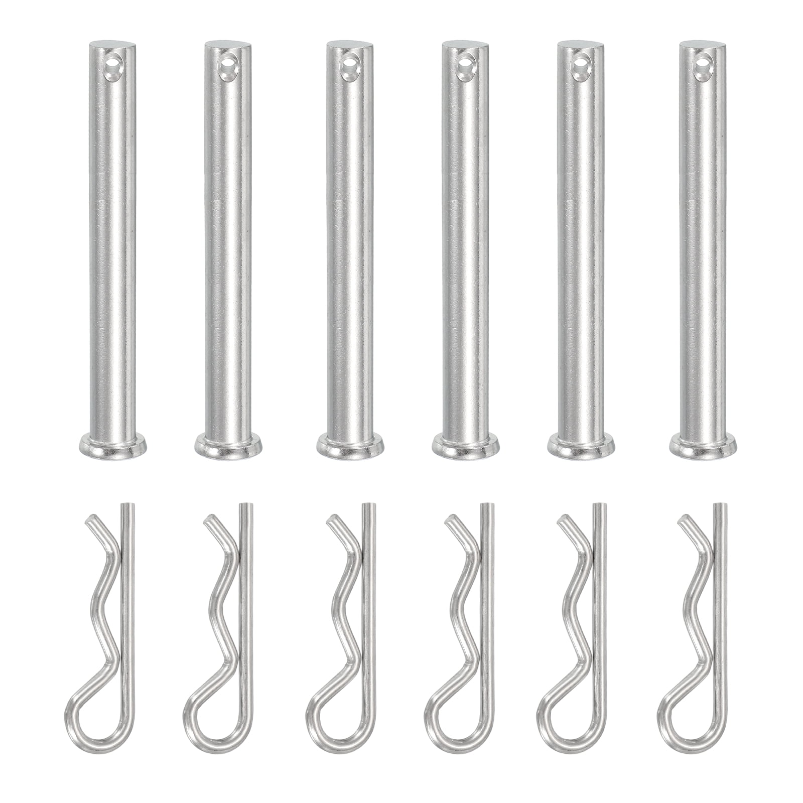 Uxcell 6 Pcs Clevis Pin with R Shaped Spring Cotter M10x90mm Single Hole Clevis Pin with R - Clip Fits for Automotive