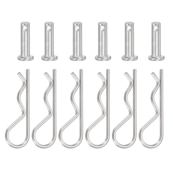 Uxcell 6 Pcs Clevis Pin with R Shaped Spring Cotter M5x16mm Single Hole Clevis Pin with R - Clip Fits for Automotive