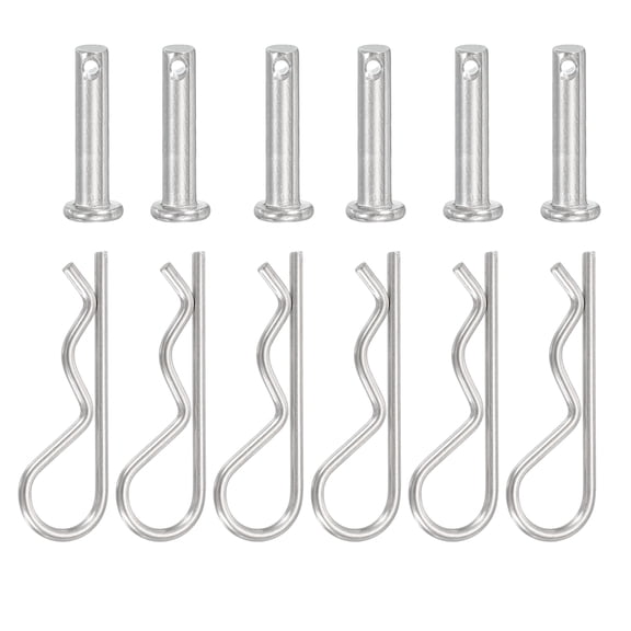 Uxcell 6 Pcs Clevis Pin with R Shaped Spring Cotter M5x20mm Single Hole Clevis Pin with R - Clip Fits for Automotive