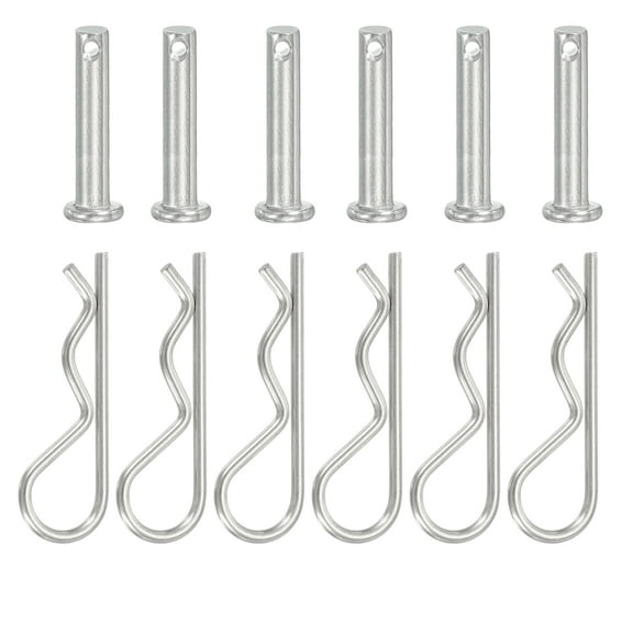 Uxcell 6 Pcs Clevis Pin with R Shaped Spring Cotter M5x25mm Single Hole Clevis Pin with R - Clip Fits for Automotive