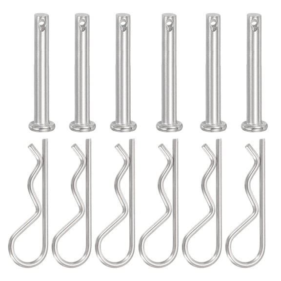 Uxcell 6 Pcs Clevis Pin with R Shaped Spring Cotter M5x35mm Single Hole Clevis Pin with R - Clip Fits for Automotive