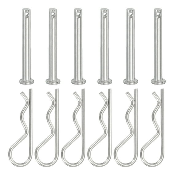 Uxcell 6 Pcs Clevis Pin with R Shaped Spring Cotter M5x40mm Single Hole Clevis Pin with R - Clip Fits for Automotive