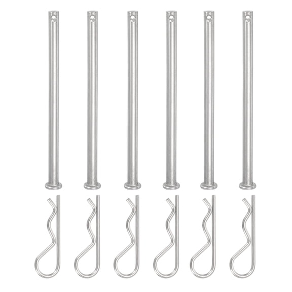Uxcell 6 Pcs Clevis Pin with R Shaped Spring Cotter M6x100mm Single Hole Clevis Pin with R - Clip Fits for Automotive