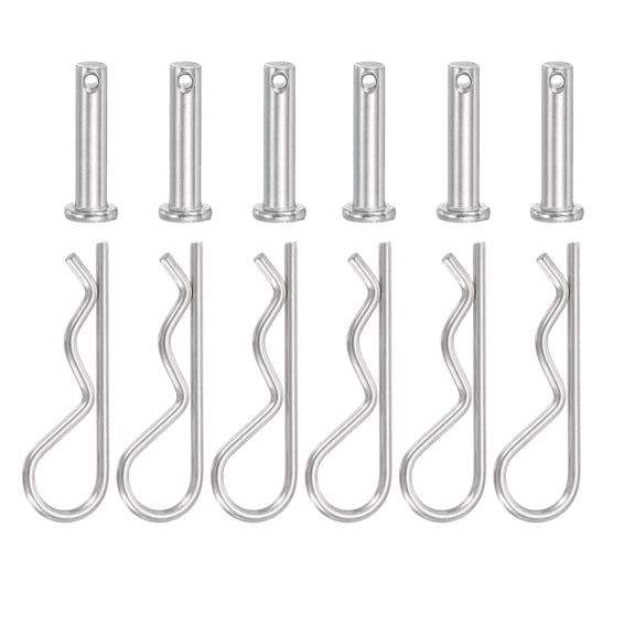 Uxcell 6 Pcs Clevis Pin with R Shaped Spring Cotter M6x25mm Single Hole Clevis Pin with R - Clip Fits for Automotive
