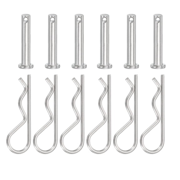 Uxcell 6 Pcs Clevis Pin with R Shaped Spring Cotter M6x30mm Single Hole Clevis Pin with R - Clip Fits for Automotive