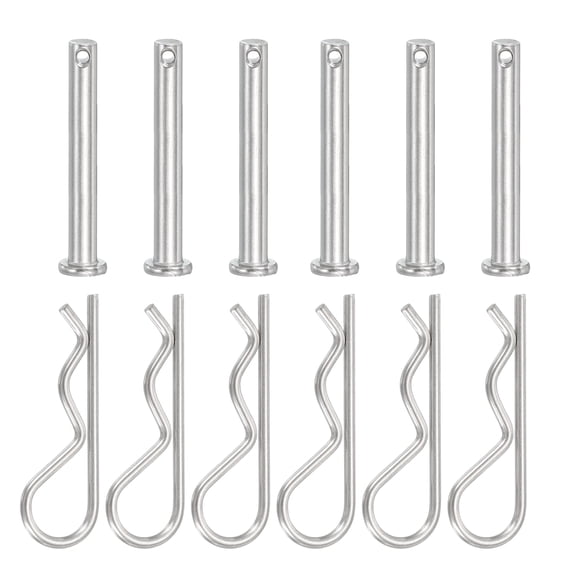 Uxcell 6 Pcs Clevis Pin with R Shaped Spring Cotter M6x40mm Single Hole Clevis Pin with R - Clip Fits for Automotive